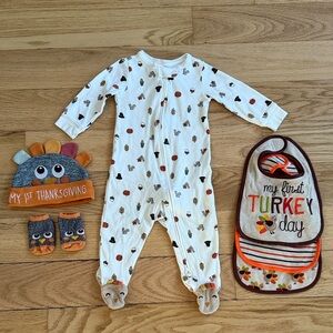 Carter's White and Orange Thanksgiving One Piece Set